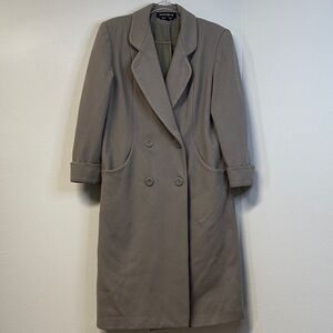 Vintage Donny Brook Wool Long Coat Women’s Size 6P Taupe Classic Winter Overcoat
